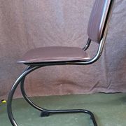 Metal and imitation leather sled-style office chair, 1970s