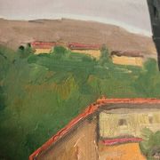 Oil painting on cardboard H. Stilmann Tuscan landscape 1950s