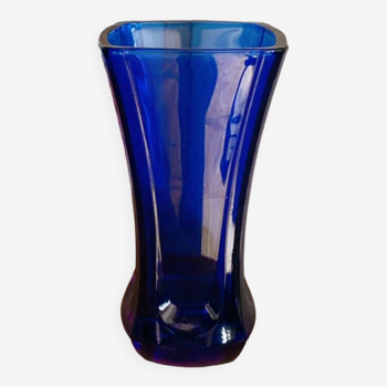 Square blue vase