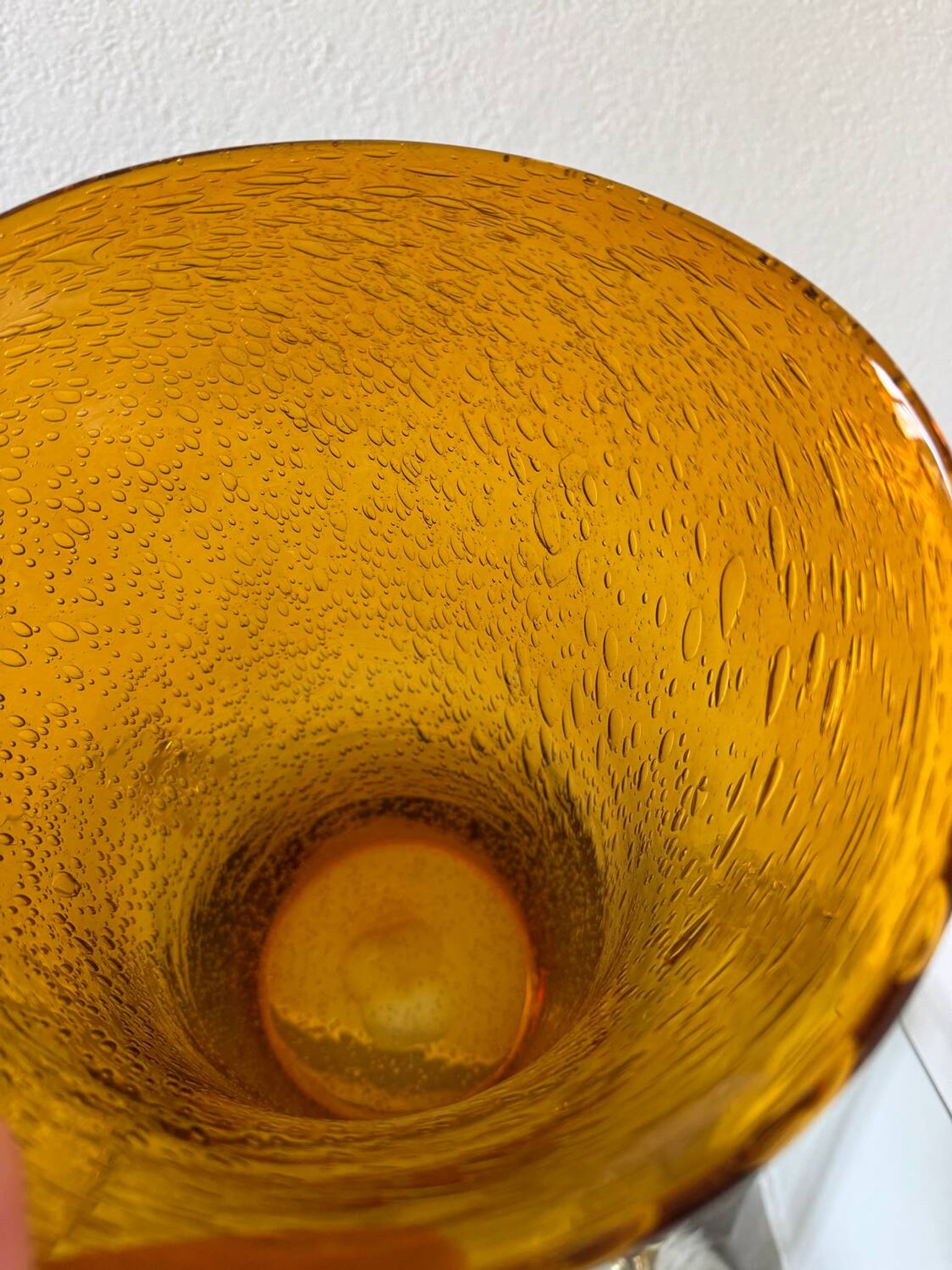 Large amber bubble glass vase from the 60s