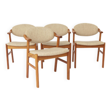 Ensemble de 4 chaises de salle à manger en teck danois par Schou Andersen Møbelfabrik, années 1970.