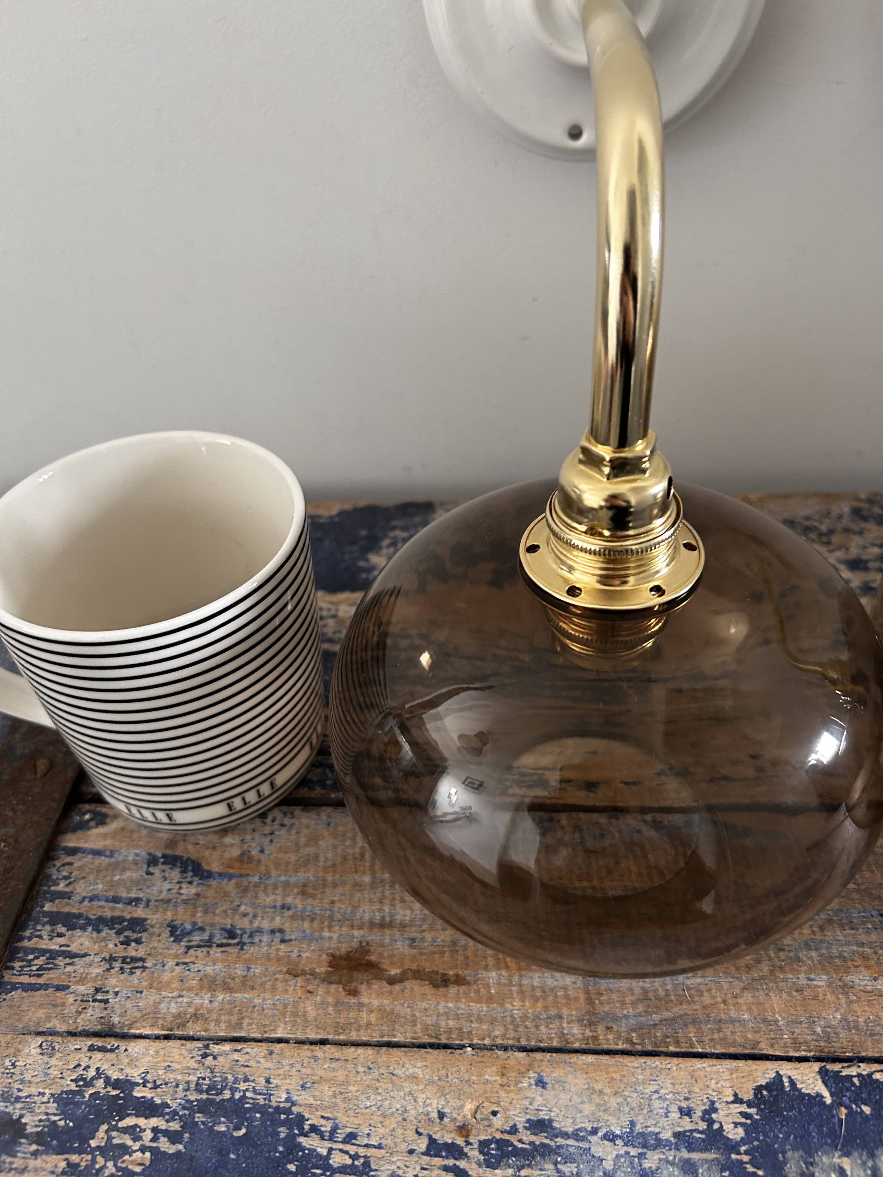 Pair of smoked glass wall lights