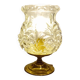 Brass foot table lamp, transparent textured molded globe, art deco style