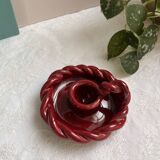 Twisted red earthenware candle holder - in the style of St Clément