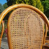 Lot 5 rattan chairs and canning 70s
