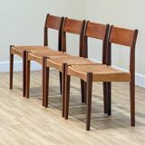 Danish chairs in teak and paper cord by Poul Volther (1960)