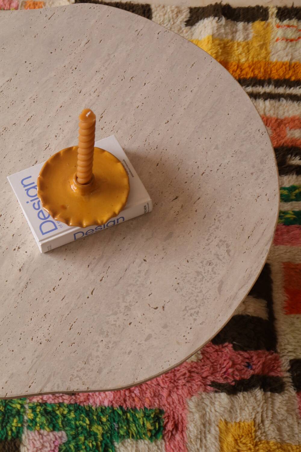 Ceramic candle holder serrated plate mustard yellow