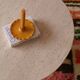 Ceramic candle holder serrated plate mustard yellow
