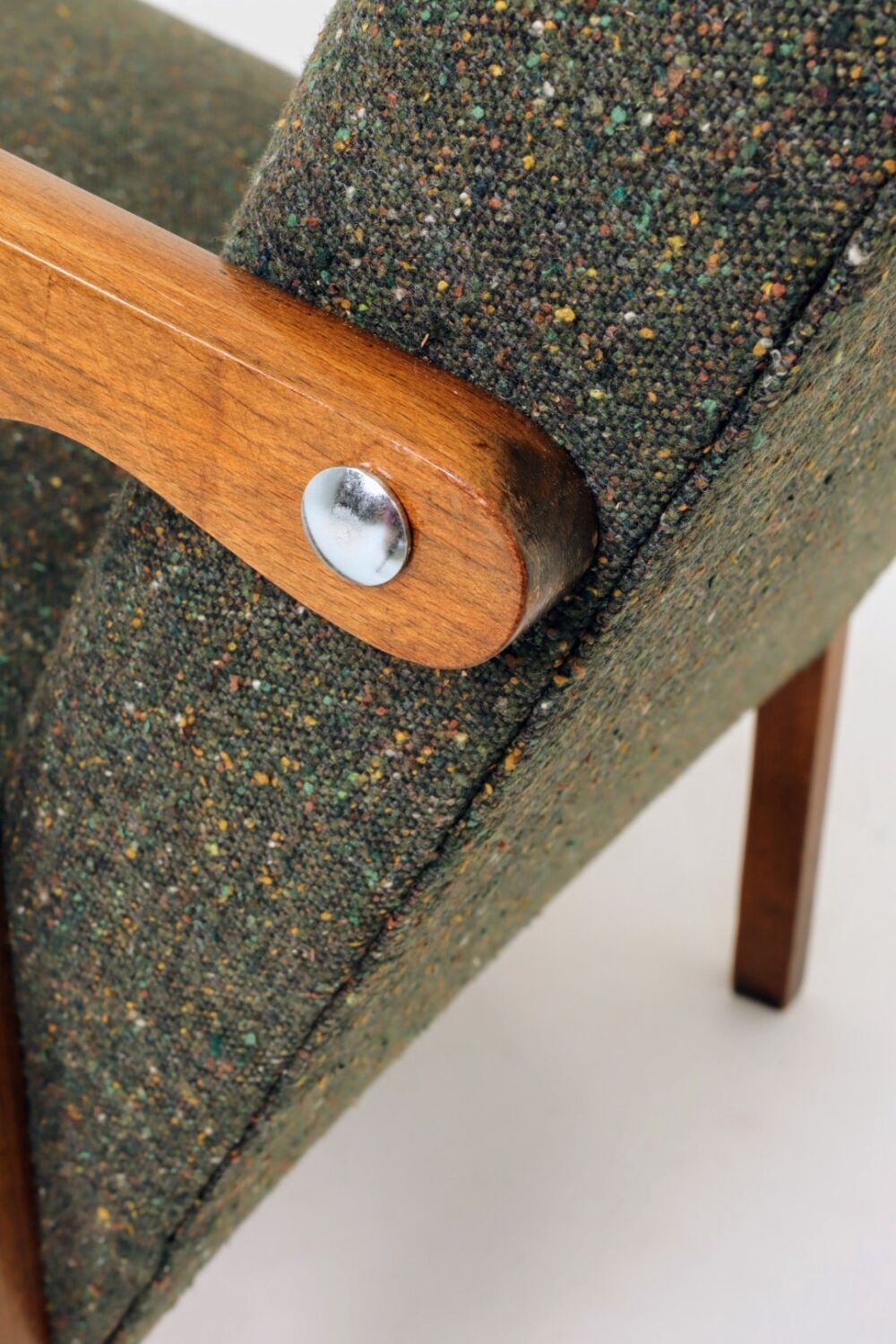 Vintage avocado green granola armchair Scandinavian design 1960s