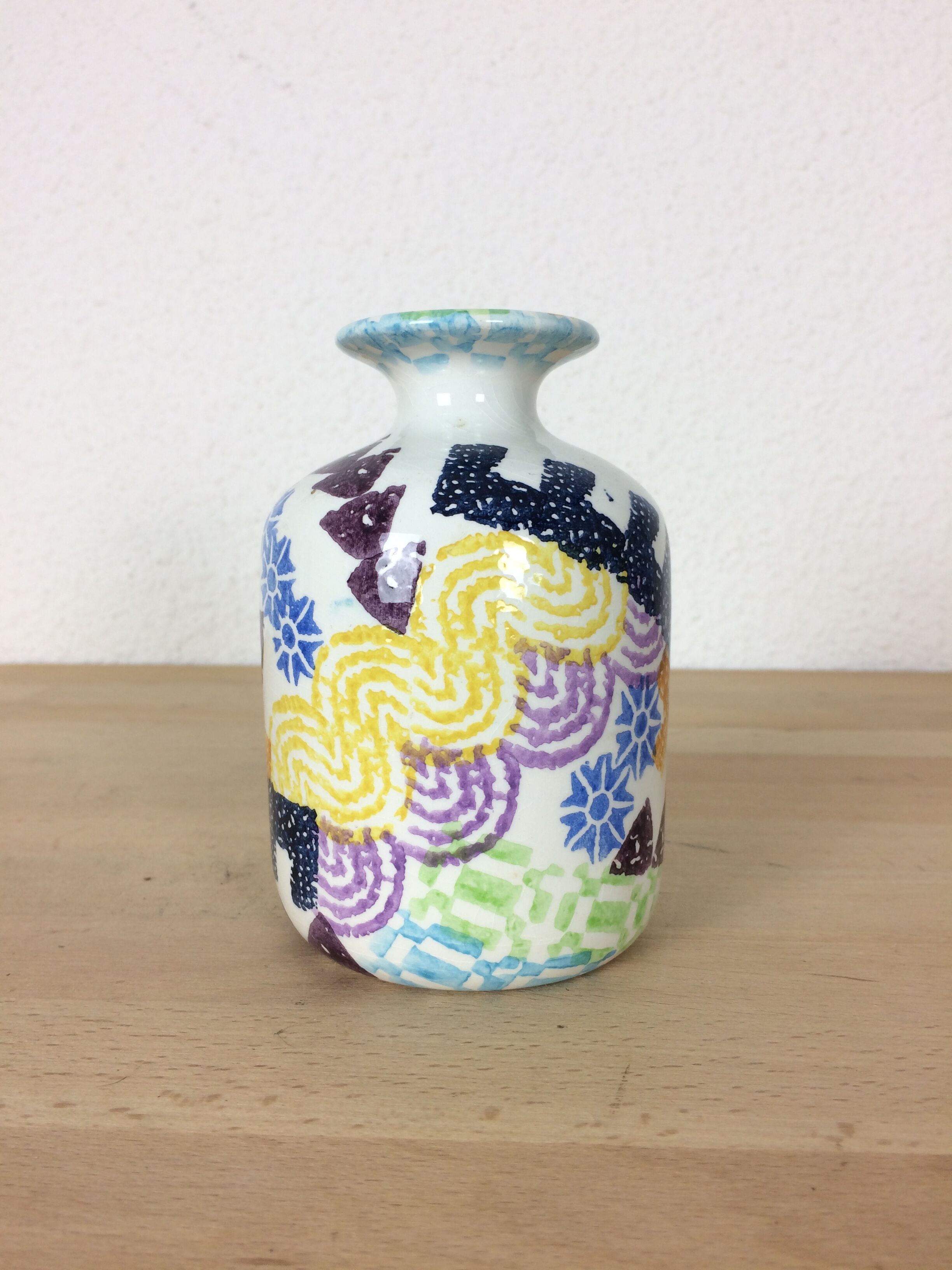 Multicolored geometric Italian vase, 80s