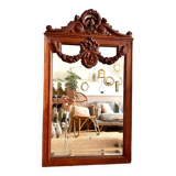 Miroir ancien en bois sculpté 82x48