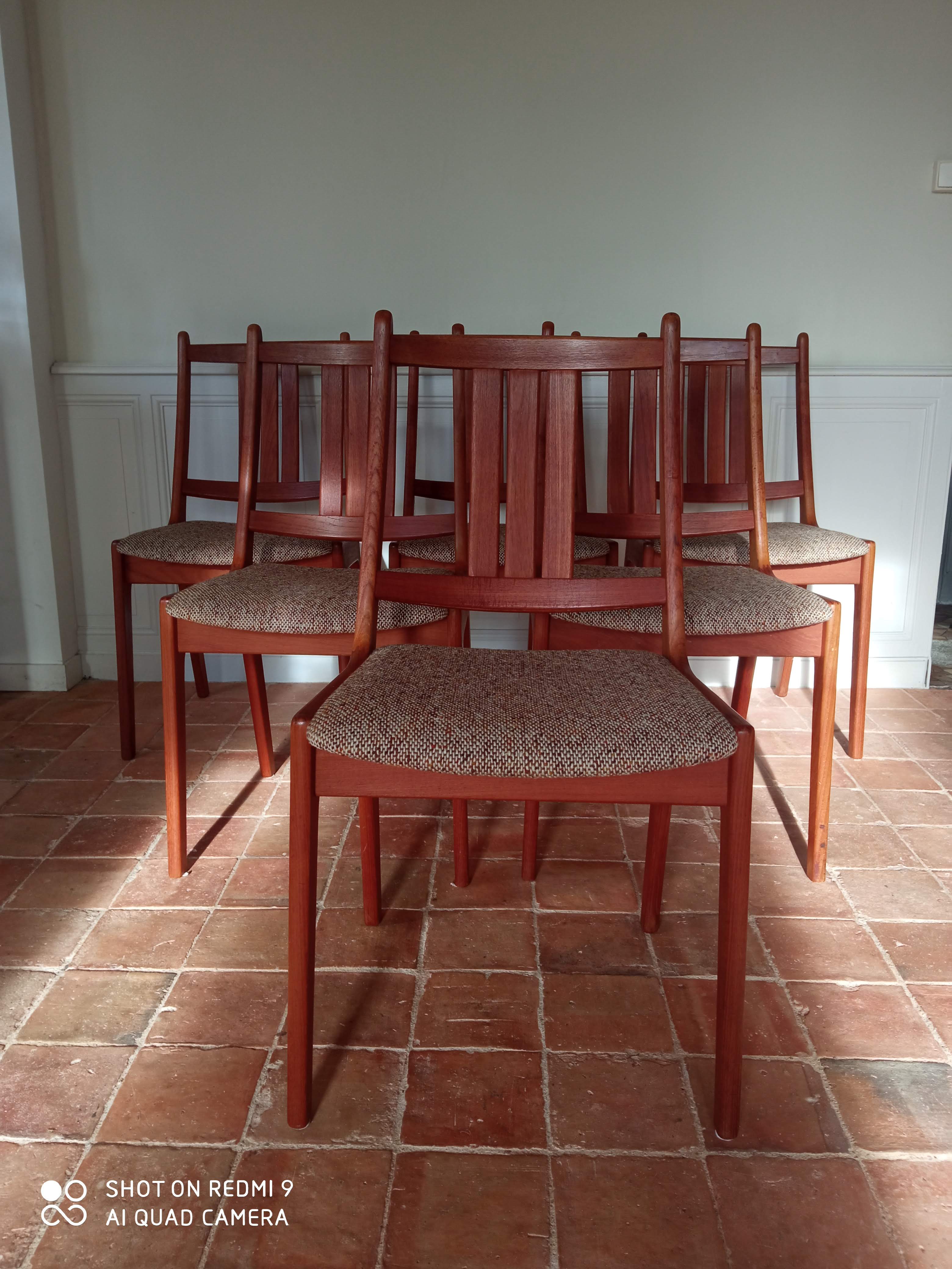 6 KS möbler chairs in teak and wool Kvadrat 60s