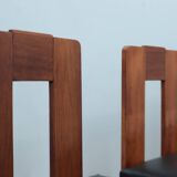 Ensemble de 6 chaises brutalistes en bois massif, Italie, années 1960