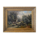 Table HST XIX° "The jewel of nature" Animated landscape Signed C. Lion + frame