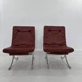 Set of Vintage Lounge Chairs in Chrome and Vinyl, 1970s