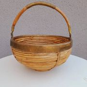 Rattan and brass basket 1970