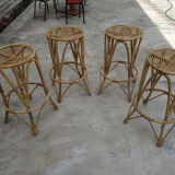 4 vintage rattan stools