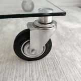 Beautiful designer glass coffee table on wheels