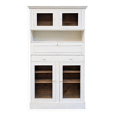 Meuble armoire de cuisine ancien / bibliothèque, patine blanc cassé