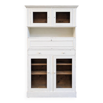 Old kitchen cupboard / bookshelf, off-white patina