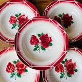 Set of 6 hollow plates Digoin Sarreguemines model Cibon years 30-40