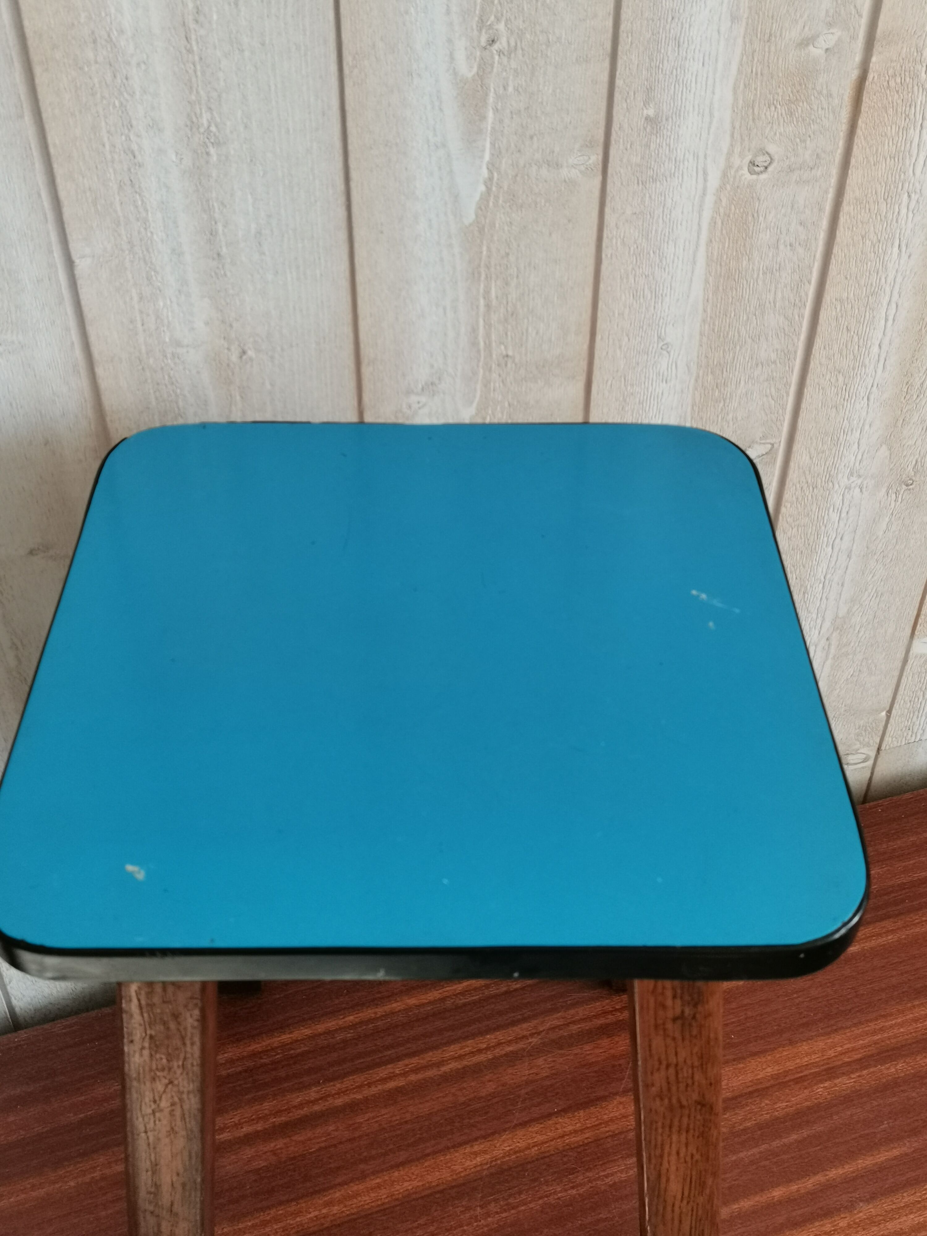 Blue formica tabouret