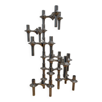 Lot de bougeoirs modulables Nagel années 70 +7  bougies d'époque