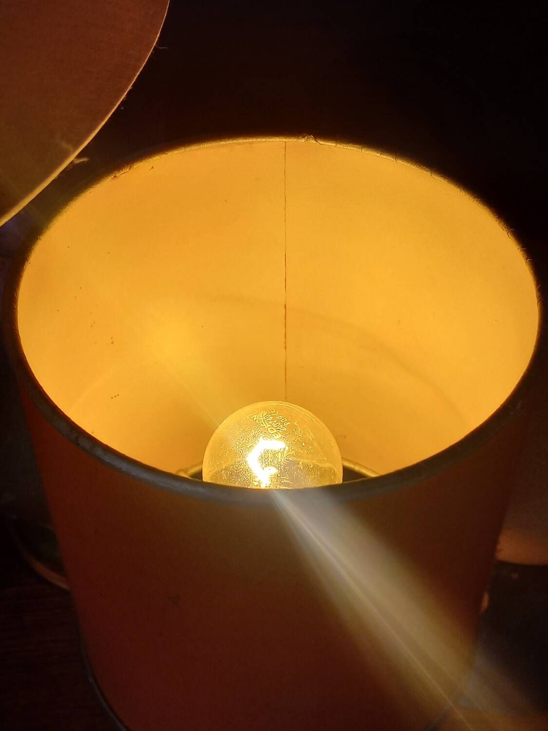 Designer lamp from the 70s in chrome metal and orange lacquered wood