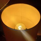 Designer lamp from the 70s in chrome metal and orange lacquered wood