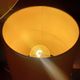 Designer lamp from the 70s in chrome metal and orange lacquered wood