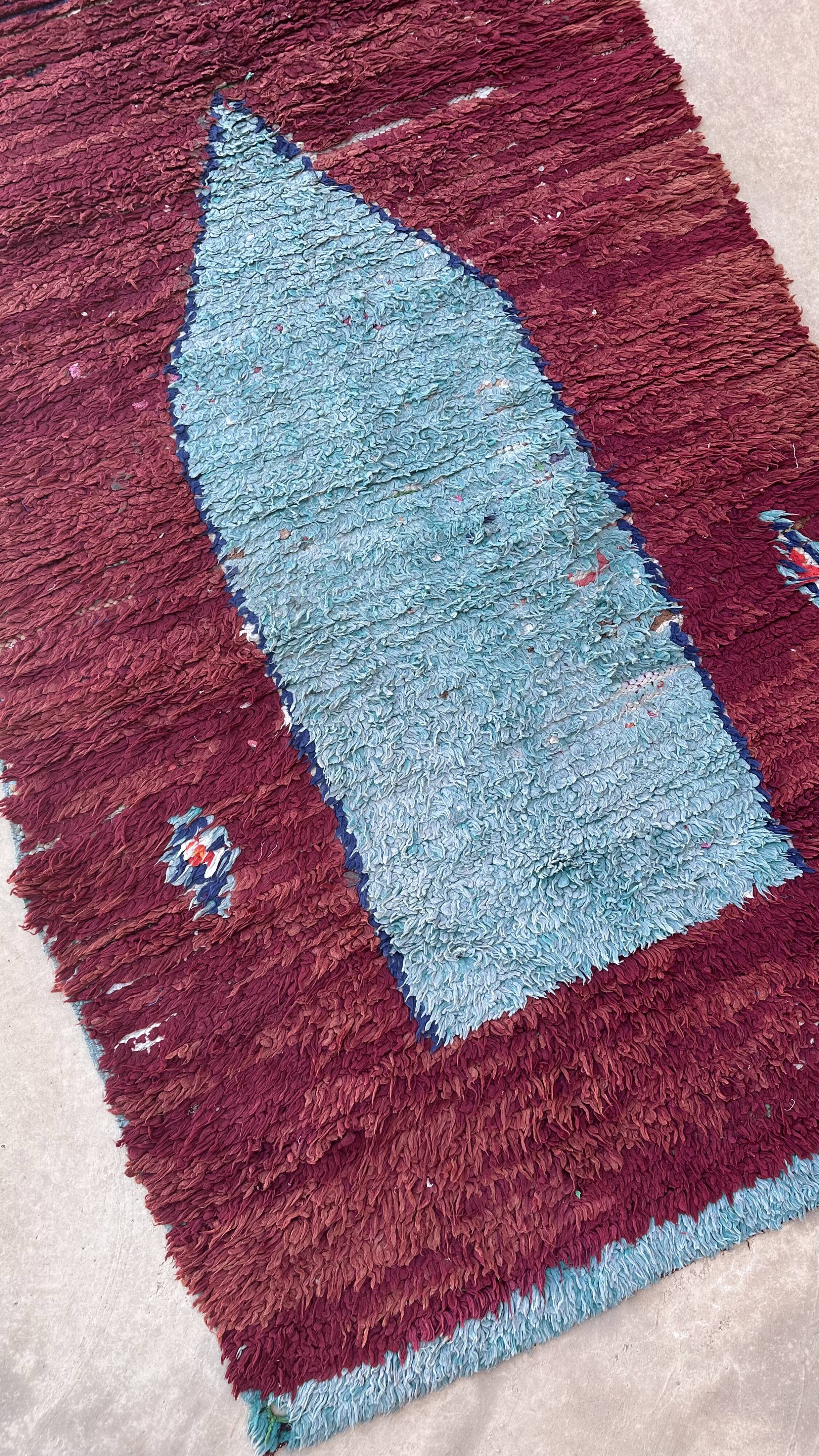 Red Boujad Moroccan rug - 110 x 323 cm