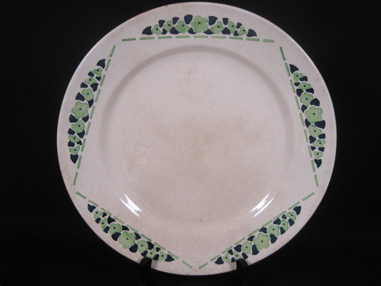 5 plates and a dish faïence de longchamp terre of fer series cannes art deco