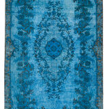 Hand-knotted contemporary oriental 1980s 171 cm x 303 cm blue carpet