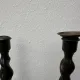 Pair of English oak Barley Twist candlesticks