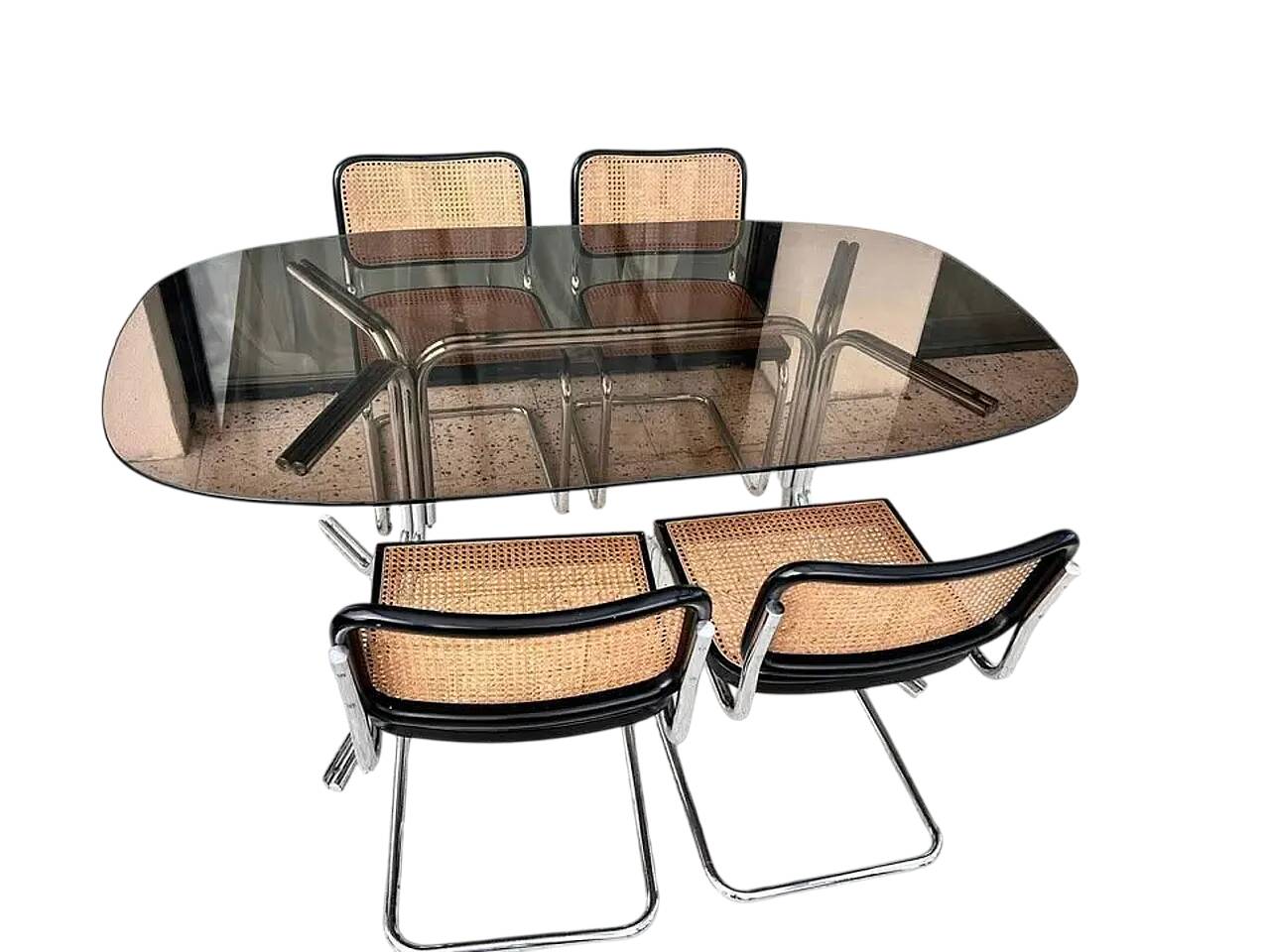Table with 4 Cesca chairs by Marcel Breuer for Gavina, 1960s