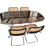 Table avec 4 chaises Cesca par Marcel Breuer pour Gavina, années 1960