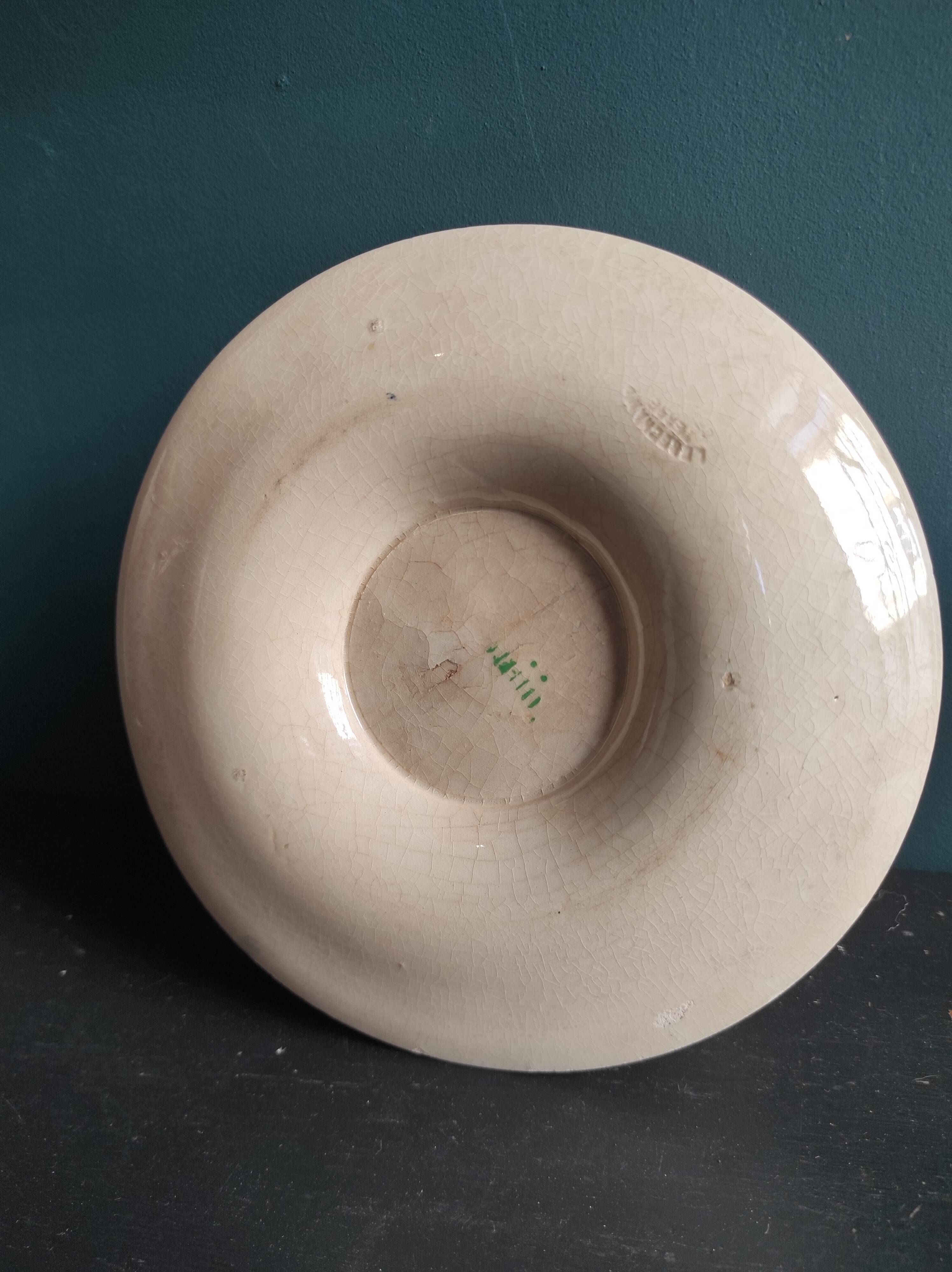 French vintage set of 4 plates, sauce boat and platter, from Longchamps, Cannes model