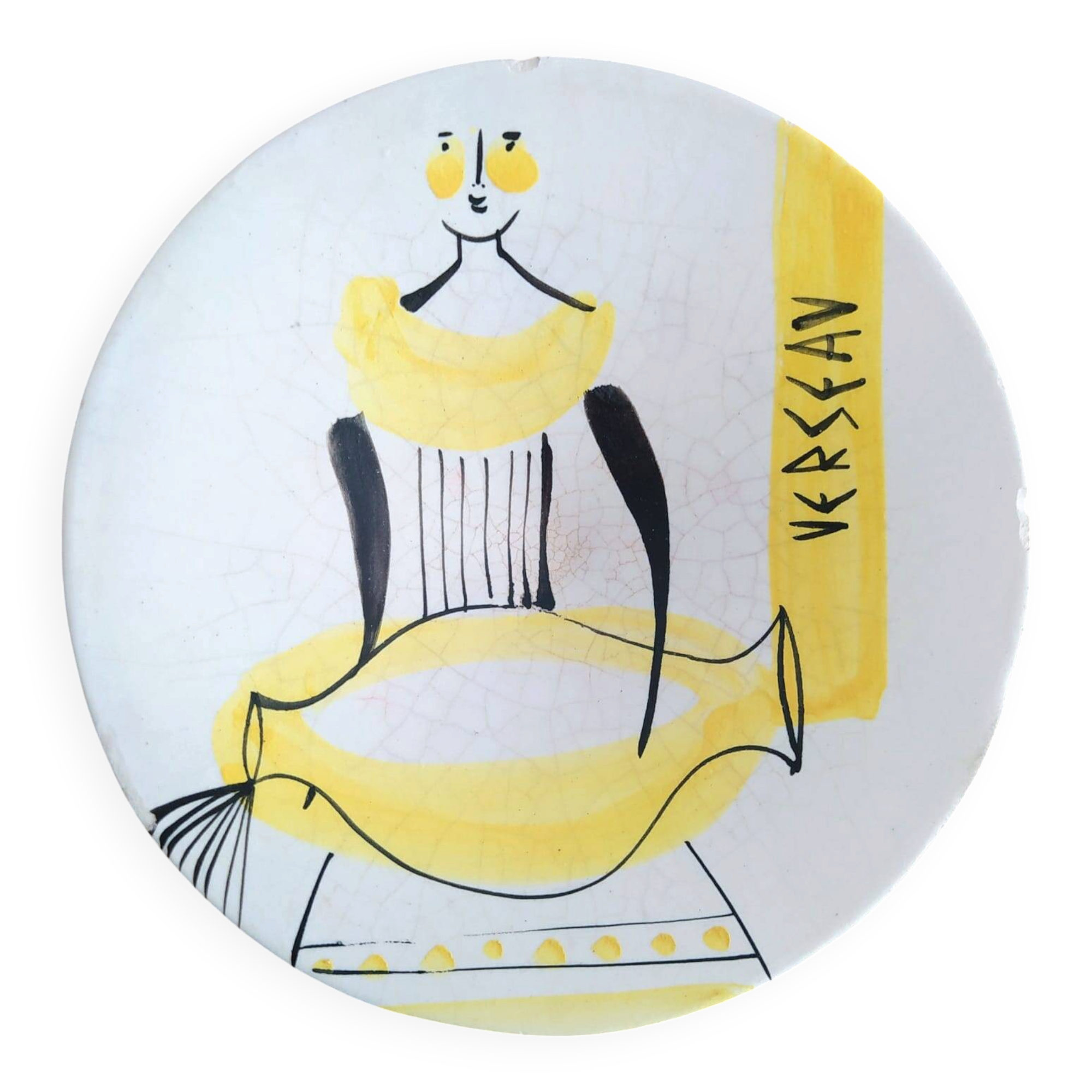 Roger CAPRON - Signed - Empty Pocket Dish "AQUARIUS" Zodiac Astrology