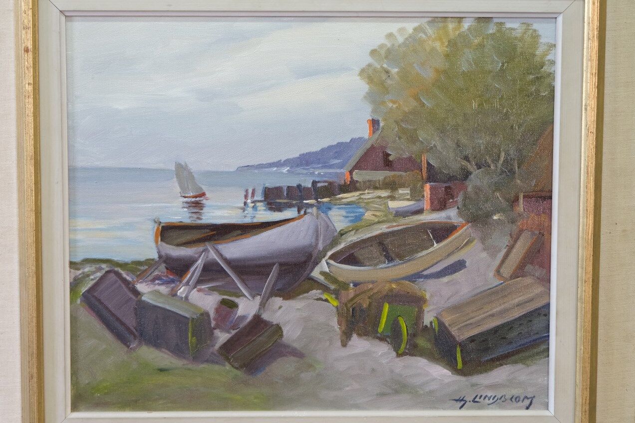 Hjamar Lindblom, Swedish Modern Landscape, 1960s, Oil on Canvas, Framed