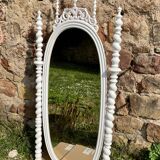 Late 19th century Portuguese wooden mirror, Bilros style - Rare