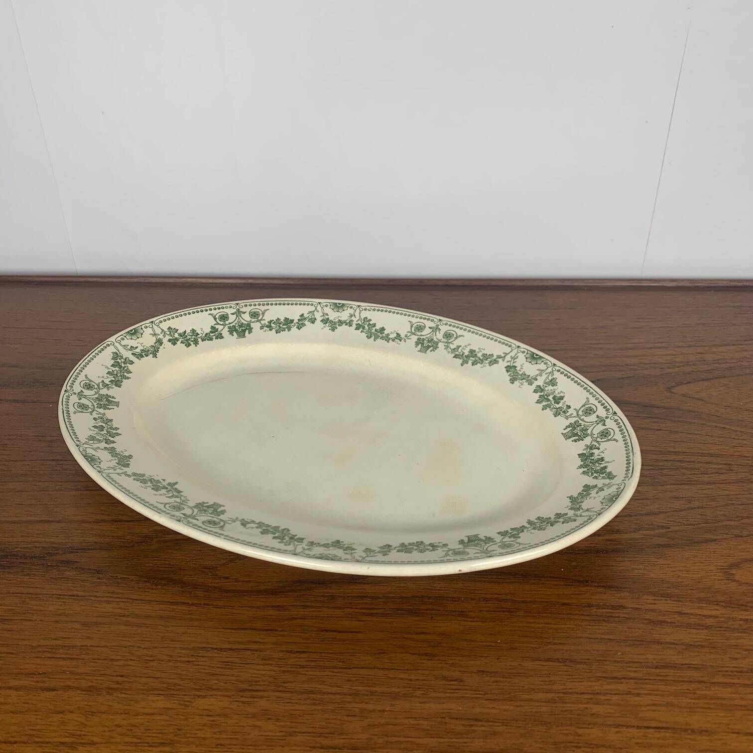 Grand Plat ovale modèle "Champagne ", Badonviller, vert