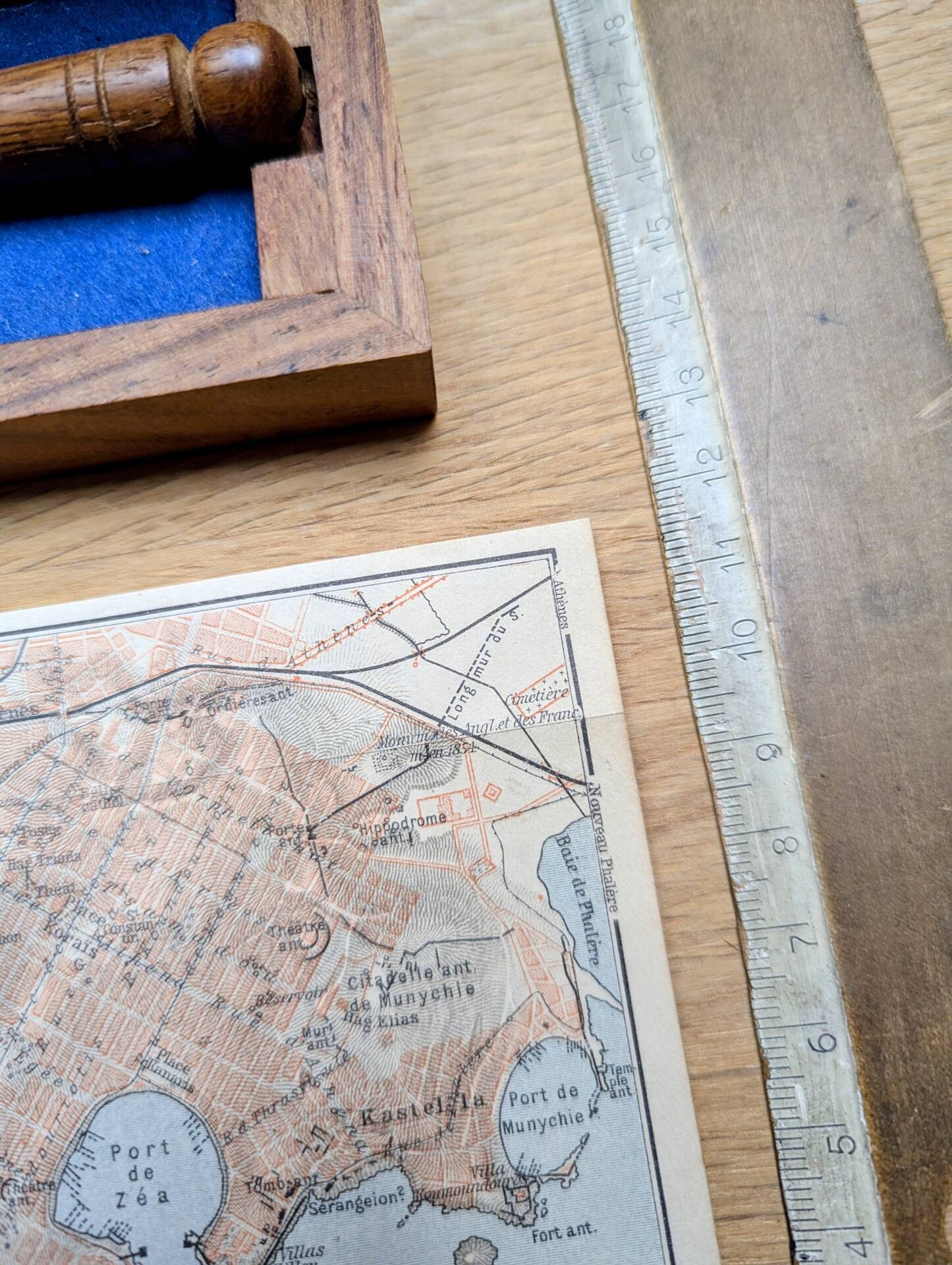 Le Pirée, Athènes, petit plan original imprimé en 1910