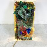 Vintage brutalist glass wall lamp 1960s