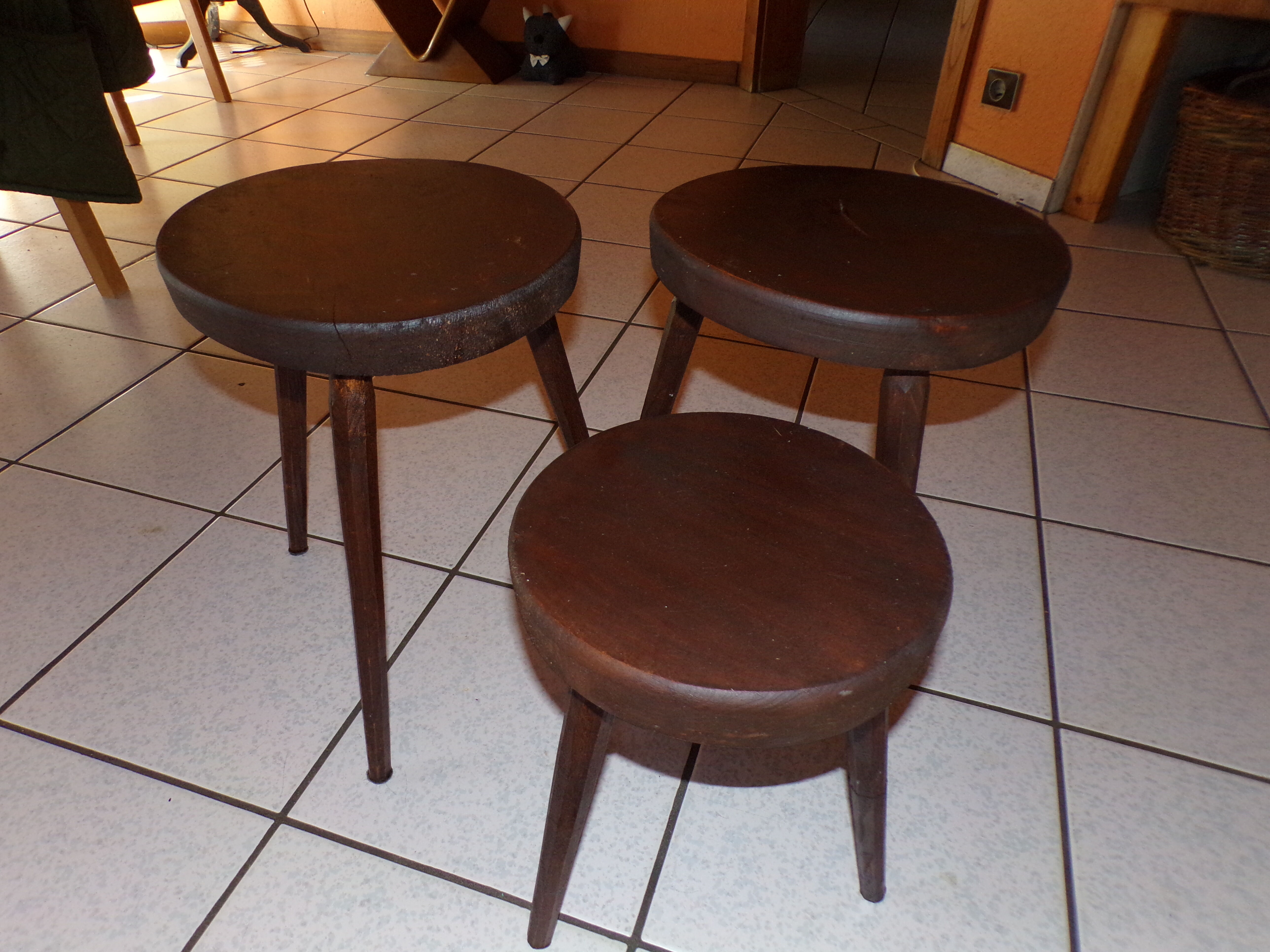 Lot of 3 tripod stools
