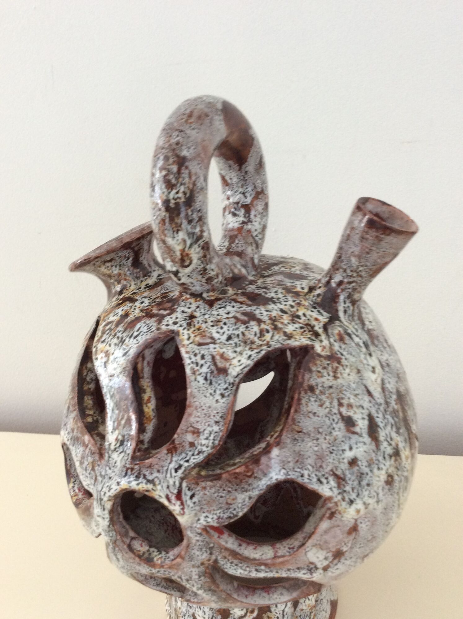 Vallauris lamp from the 60s in openwork ceramic