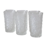 Set of 6 beer glasses or long drink, embossed iced effect, vintage