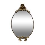 Antique oval brass crest mirror, 41x26 cm
