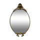 Antique oval brass crest mirror, 41x26 cm