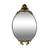 Antique oval brass crest mirror, 41x26 cm
