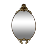 Old oval brass crete mirror, 41x26 cm